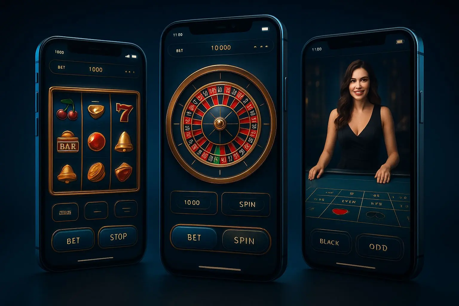 Verschillende mobiele spelschermen op meerdere toestellen