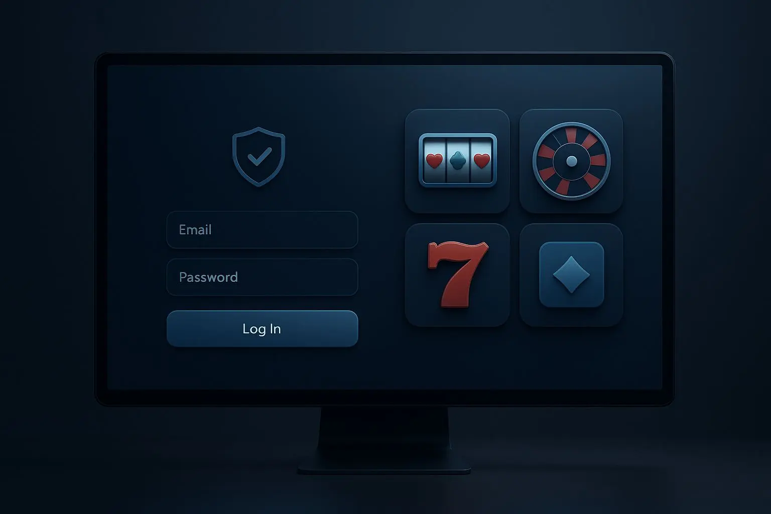 Moderne logininterface met beveiligde toegang en speltegels