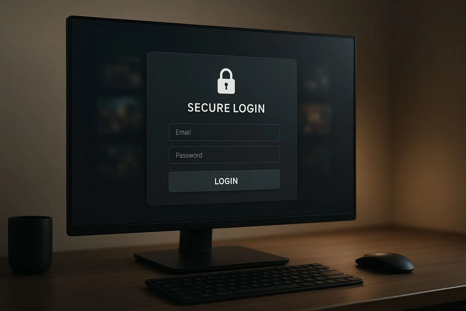 Desktopscherm met loginformulier voor accounttoegang