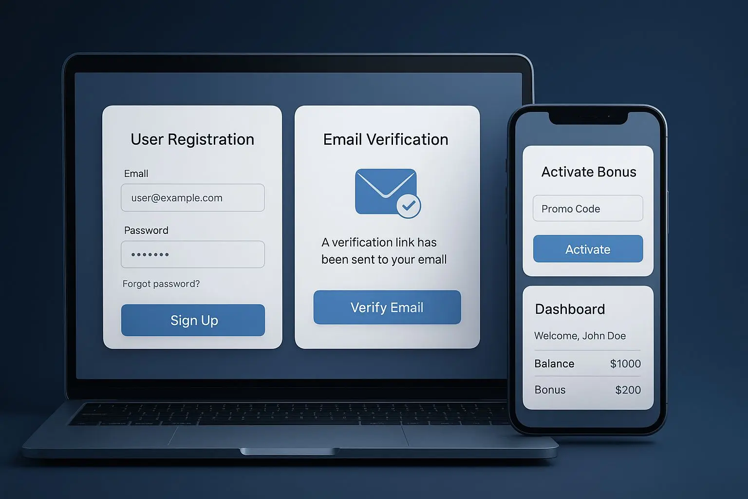 Registratie en bonusactivatie op mobiel en laptop in stappen