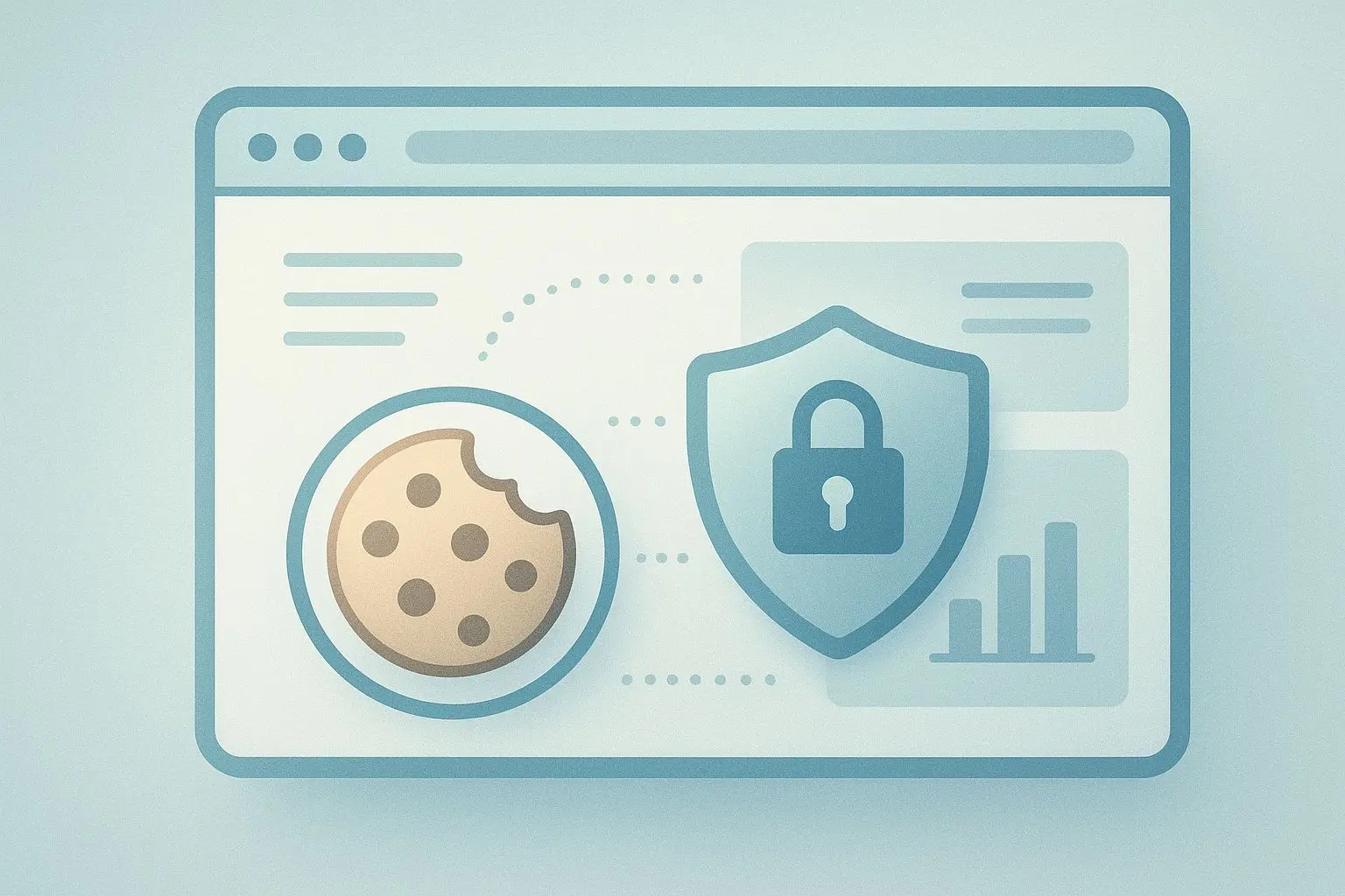 Schematische weergave van cookiegebruik en beveiligde websitebezoek
