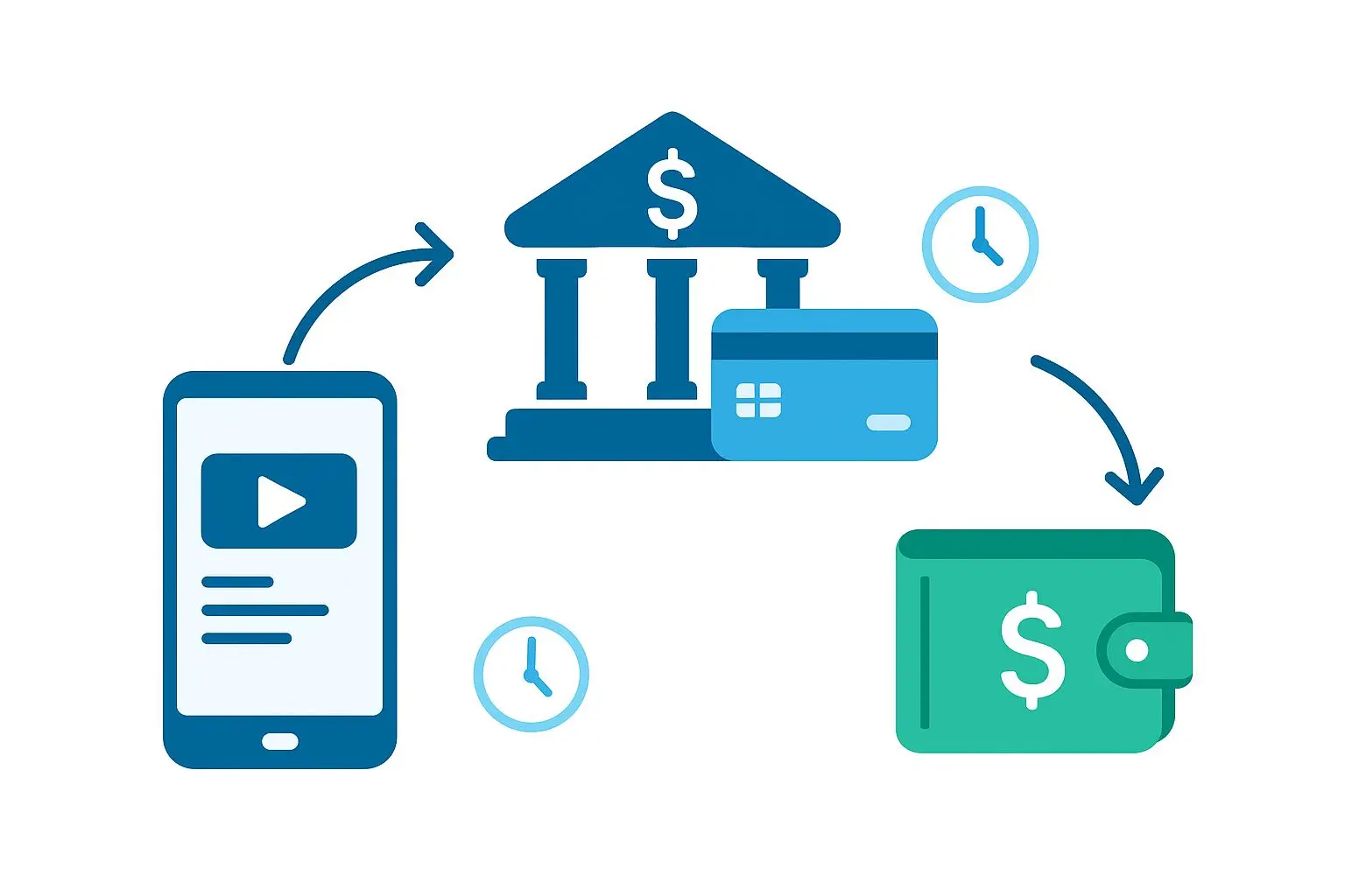 Schema van digitale uitbetaling naar bankrekening of e-wallet